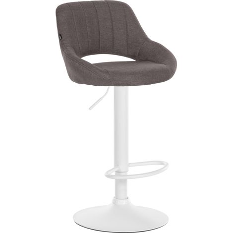 Sgabello da bar regolabile in altezza x1 in tessuto grigio scuro con schienale traforato e base in metallo bianco 100005725
