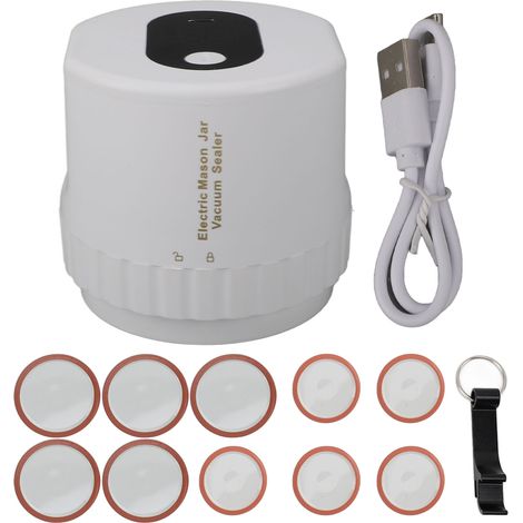 Scelleuse sous vide électrique pour bocaux Mason, rechargeable, automatique et sans fil, blanche (1/5)