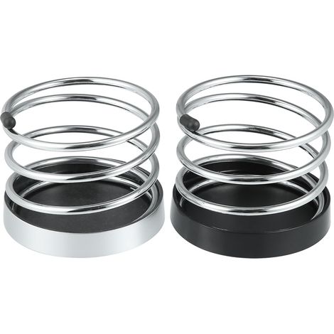 Lot de 2 porte-gobelets pour tableau de bord de voiture, porte-gobelet pour bouteille d'eau, porte-gobelet pour tableau de bord avant, noir, ton argent, universel pour voiture, camion, bateau, caravan (1/5)