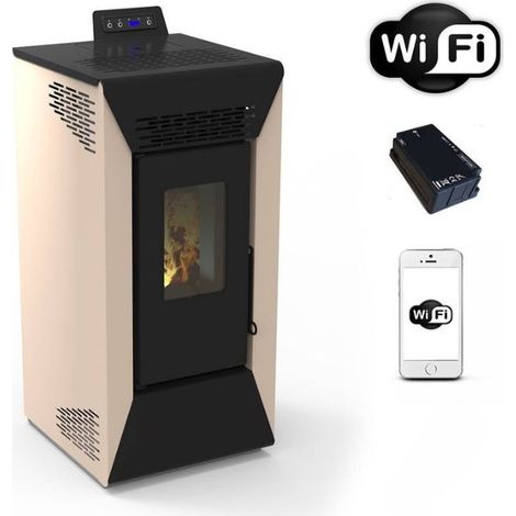 Stufa a pellet ventilata Courmayeur con wifi avorio (1/2)