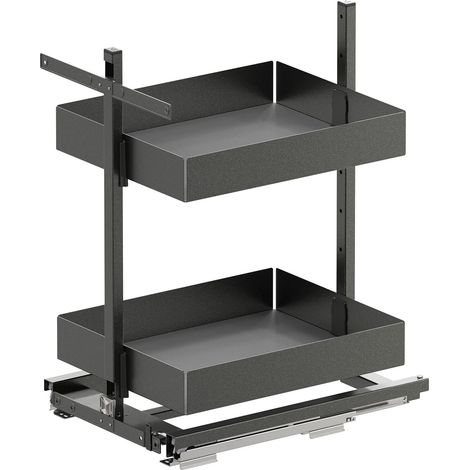 Vauth Sagel VS Cor Flex Eckschrank Auszug Set Essentio für Küchenunterschränke mit KB 400mm inklsusive Ablage mit Antirutschmatte, lava (1/2)