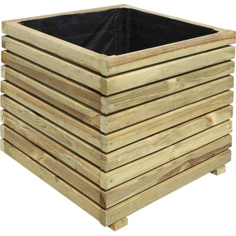 Bac à fleurs en bois traité pour extérieur – 5 dimensions carrées et rectangulaires – Drainage intégré – Design épuré pour jardin et terrasse – Jardipolys (1/4)