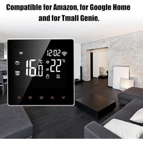 Wandmontierter vernetzter Thermostat, WLAN für Heizkessel, ME81H AC 230V WLAN-Smart-Thermostat, LCD-Display Smart-Thermostat Fußbodenheizungsthermostat (16A, weiße Rückseite, orangefarbene Tasten)