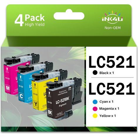LC521 Cartouche d'encre (avec Puce) Compatible pour Brother LC521VAL (1/5)