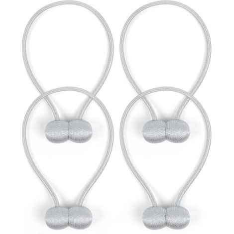 D'embrasses de Rideaux, 4 Embrasse Rideau Magnétiques Attaches Rideau, Attaches de Rideau Support Attaches, Rideaux Embrasses à pour Décoration de Maison Bureau, Gris Clair (1/5)