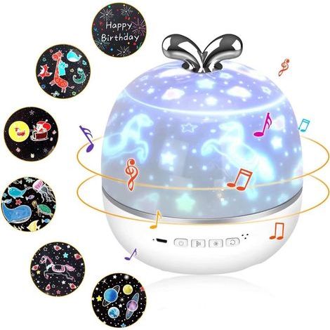 3 in 1 Kinderprojektor Nachtlicht, LED Bluetooth Lautsprecher Star Sky Projektor 360 ° drehbare Baby Kind Nachttischlampe mit Fernbedienung für Schlafzimmer Dekoration Neugeborenen Geschenk (1/3)