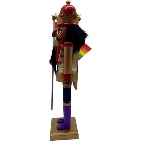 FITLAB-Figurine de décoration de Noël en bois autoportante 30 cm avec finition multicolore et base carrée pour étagère de table de cheminée, décoration de salle de vacances, figurine de vacances, déco (1/5)