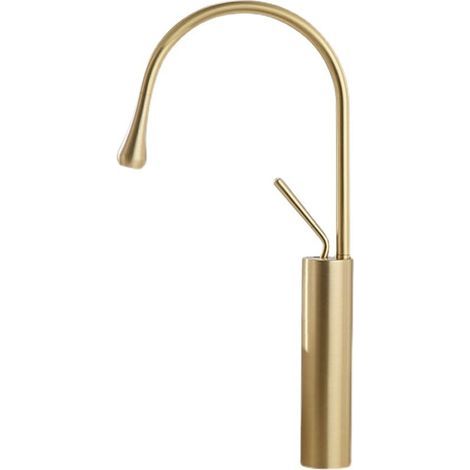Brushed gold waterfall faucet – hot and cold water – tall, corrosion-resistant (water supply hose not included) (1/4)