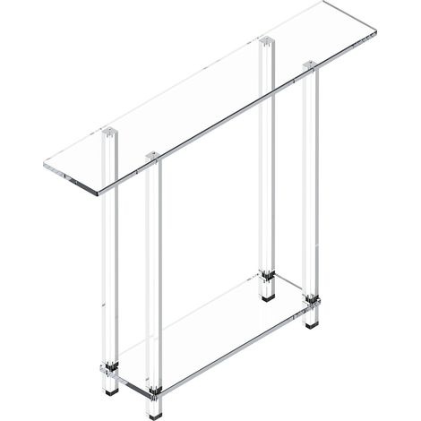 Mophorn Tavolo Consolle in Acrilico con 2 Ripiani e Spazio Portaoggetti Inferiore, Design Moderno Rettangolare, Perfetto per Atrio e Corridoio, Dimensioni 19,3 x 100 x 80 cm, Colore Trasparente (1/5)