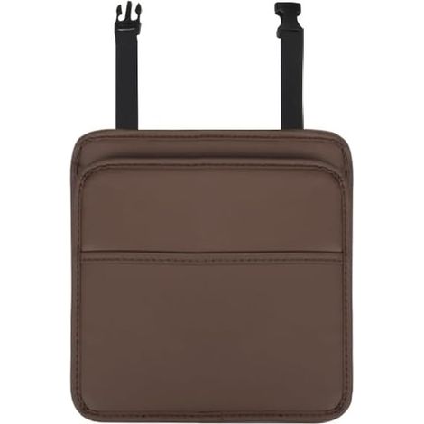 CCYKXA  Auto-Organizer, Aufbewahrungstasche, Auto-Mülleimer mit verstellbarem Schnallenriemen, aus hochwertigem Leder, braun