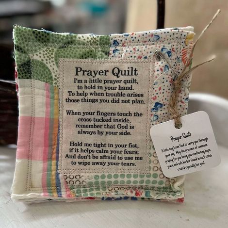 Couverture de prière avec croix à l'intérieur, faite main, cousue individuellement, colorée, couverture-sac de prière, mini-couverture de prière, expression de condoléances, cadeau chrétien (C) (1/4)