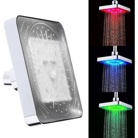 Pommeau de douche automatique, 8 LED 3 couleurs changeantes, contrôle de température, capteur inducteur, portable salle de bain toilettes (1/5)