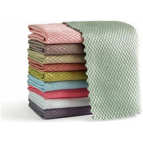Confezione da 10 panni multifunzionali in microfibra per la pulizia di cucina, auto, bagno e ufficio, 30x40 cm, colore casuale. (1/3)