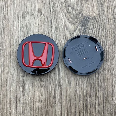 69-mm-Radnabenkappe, kompatibel mit Honda Accord, Odyssey, CR-V, Civic, UR-V, Crosstour, Avantancier, Fit, City, Freed – Felgenmitte, ABS-Radzubehör, 4-teiliges Set – Schwarz und Rot (1/2)