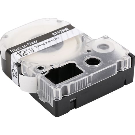 Ruban laminé de 12 mm pour étiqueteuse Epson série LW, compatible avec les imprimantes d'étiquettes Epson. (1/5)