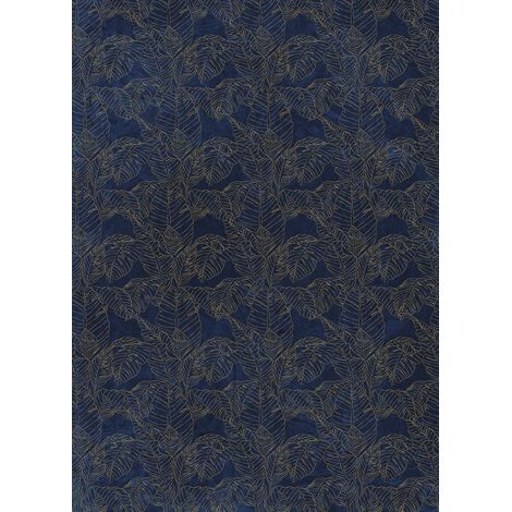papier peint panoramique feuille d'or bleu et or - Sanders & Sanders (1/4)