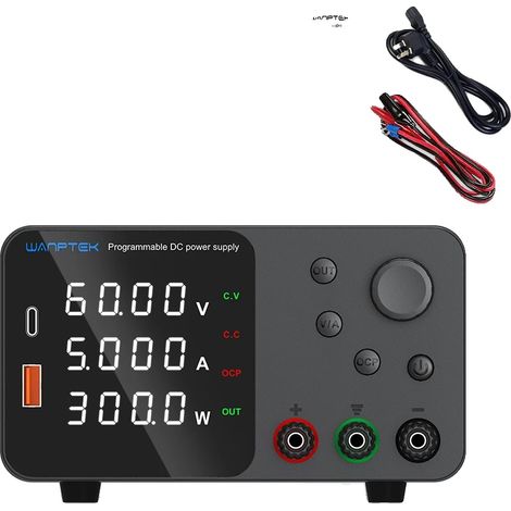 Fuente de alimentación de CC, voltaje ajustable, alarma de cortocircuito, TPS605 negra (1/2)