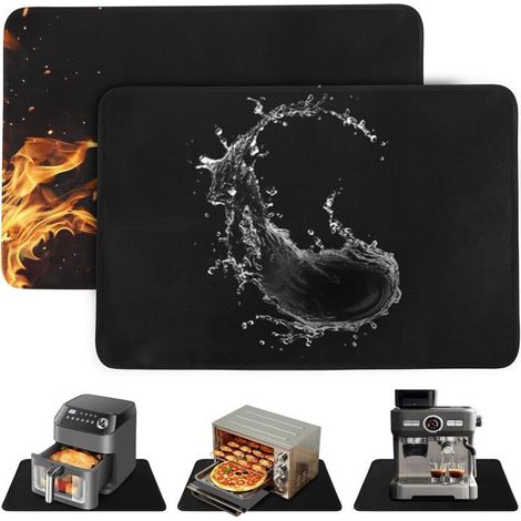 Tapis de cuisine en silicone - Lot de 2 - Dimensions 38x46 cm - Silicone ignifugé - Résistance thermique jusqu'à 550 °C (1/5)