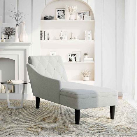 Fauteuil relax Fauteuil long avec coussin et accoudoir droit gris nuage tissu (1/5)