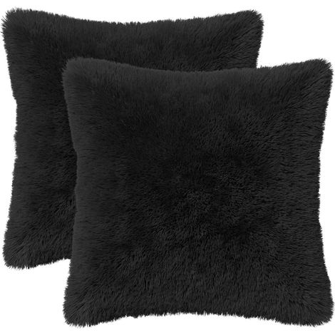 Cushion with Pillow HEERLEN 2 pcs Black PV Fleece vidaXL (1/5)