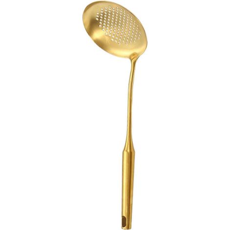 Ensemble de 6 ustensiles de cuisine en acier inoxydable doré, louche et spatule, antirouille, style moderne-1 Colander (1/5)