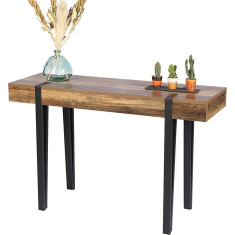 Console d'entrée en bois MDF et métal noir – Longueur 120 cm – Plateau rectangulaire pour décorations – Piètement métallique robuste – Fornord (1/3)