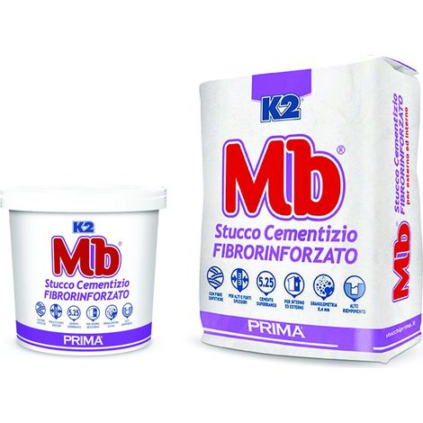 K2 Mb Rasante Stucco In Polvere Cementizio Fibrato - Kg.5 in sacco - 4 pz