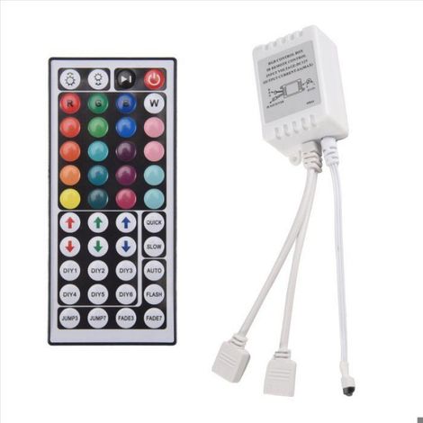 ContrôLeur LED RVB DC12V 44 Touches TéLéCommande RVB ContrôLeur de Bande Lumineuse IR pour Bande Lumineuse RVB 2835 5050 (1/4)
