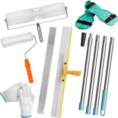 Outils de Ciment Ragreage,Kit D'outils de Ciment Autonivelant,Outils de construction autonivelants époxy,Perche Telescopique 175 cm,Rouleau Peinture et Spatule,pour Niveler les Murs du Sol Composé (1/5)