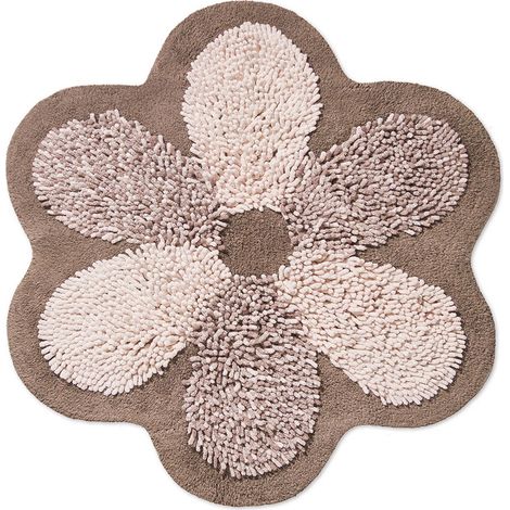 Tappeto A Fiore Casa Bagno Cotone Spugna Morbida Antiscivolo Flower Tortora (1/5)