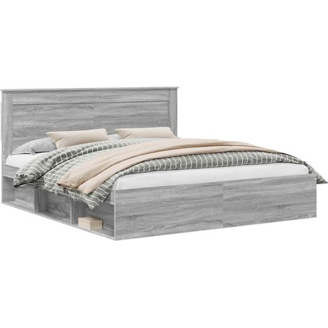 Estructura de cama con cabecera Gris Sonoma 200 x 200 cm vidaXL