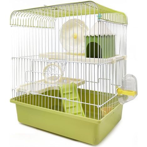 Hamsterkäfig mit Futter-, Wasser-, Laufrad und Kunststofftunnel für Nagetiere und Kleintiere (1/5)