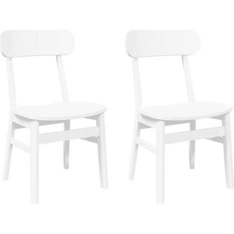 Lot de 2 Chaises à manger，Chaise de cuisine blanc bois massif caoutchouc CFW18348 (1/5)