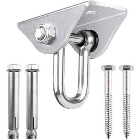 Crochet mural et plafonnier pivotant en acier inoxydable 180° pour hamac, balançoire de véranda, siège suspendu, balançoire enfant, yoga et autres usages – Charge maximale ≥ 450 kg – Compatible bois e (1/4)