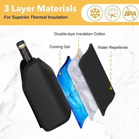 2 Pcs Rafraîchisseurs pour Bouteilles de Vin, Refroidisseur de Bouteille Vin, Manchette à Vin pour refroidir le Champagne, Bière, Vin-Noir (1/5)