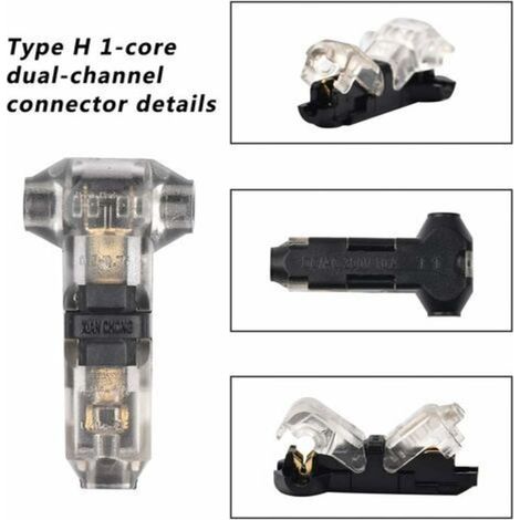 Lot de 12 connecteurs en T 1 broche pour câble 20/22 AWG – Étanches et ignifuges – Connexion rapide pour applications audio et éclairage (1/4)