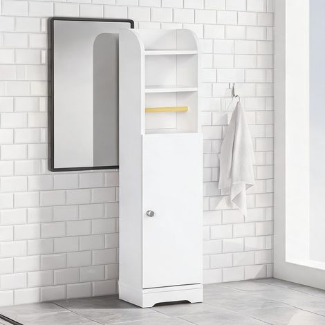 Meuble bas toilette blanc 2 niches 1 placard étagère réglable 23 (1/5)