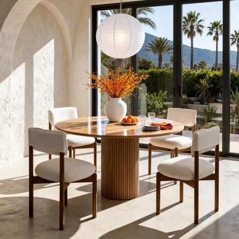 Chaise en bois Felix noyer/crème, lot de 2, format compact, structure démontable de haute qualité et design élégant