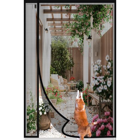Moustiquaire Porte Fenetre Magnetique 70×200cm Griffes de Chat Sûr, Rideau Anti Insecte Mouche, Moustiquaire Baie Vitree Coulissante Magnétique, Rideaux Fenêtre Aimantée Sans Perçage,Noir (1/5)