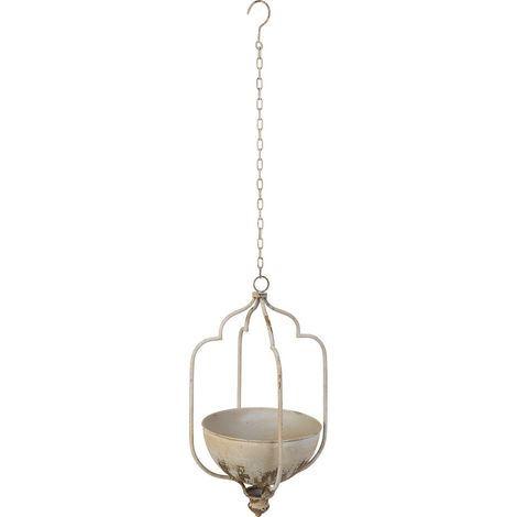 Macetero colgante de hierro blanco 30x25x55h cm