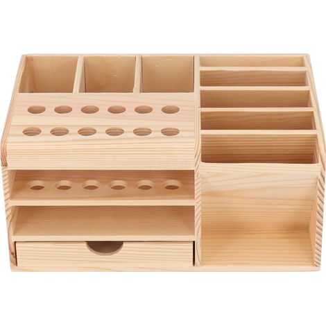 Boîte de rangement pour outils de réparation, en bois synthétique robuste aux bords lisses, avec compartiments et compartiments, idéale pour les pièces détachées. (1/5)