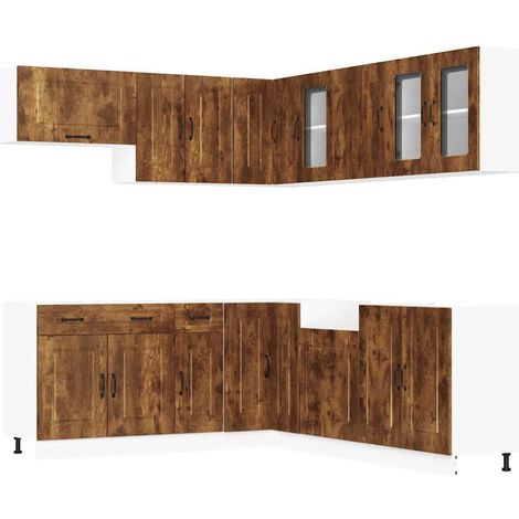 vidaXL Mueble cocina Kalmar roble ahumado 11 pzas madera contrachapada (1/2)