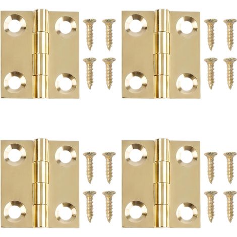 4 Pièces 1 inch Mini Charnières en Laiton avec Vis, 25 x 22 mm Petites Charnières à Bout en Laiton de Porte Pliantes, pour Portail Fenêtres Placard Tiroirs Boîtes (1/5)