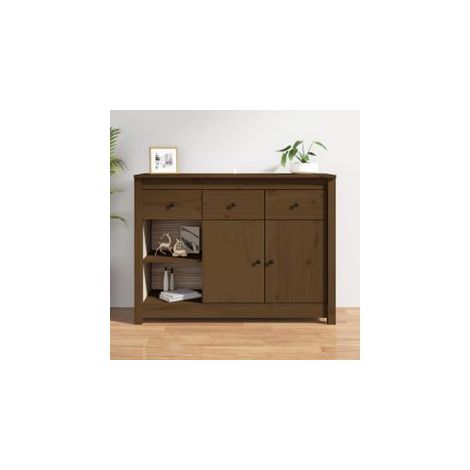Buffet Marron miel 100x35x74 Bois massif de pin (1/5)