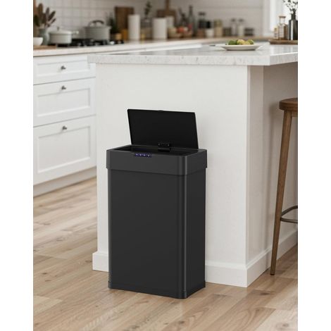 Poubelle de cuisine 50 litres avec capteur, Poubelle automatique sans contact en acier inoxydable,Noir (1/5)