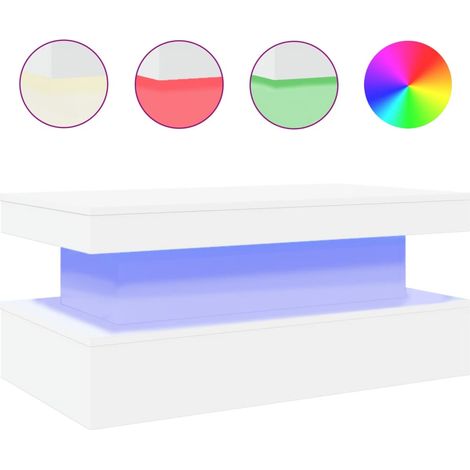 Maison Exclusive - Couchtisch mit LED-Leuchten Weiß 90x50x40 cm