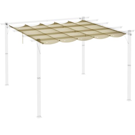 Toit de remplacement beige pour pergola 250 x 255 cm avec drainage et protection solaire (1/5)