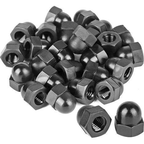 60 Pièces éCrous à Chape M8 Galvanisés DIN 1587 A2 V2A Noir Forme Haute éCrous à Capuchon Hexagonaux en acier au Carbone pour VéLo Vis à Tige Filetée (1/5)