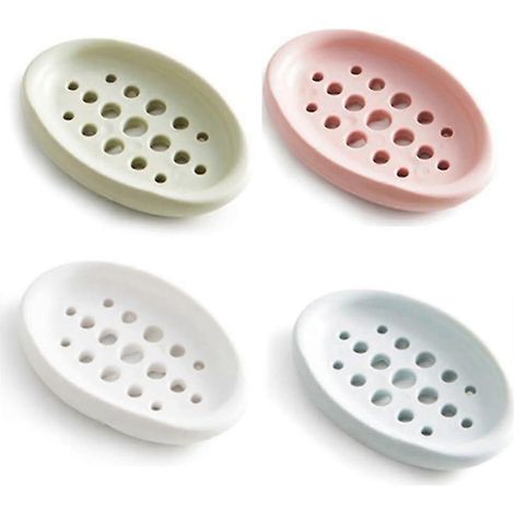Lot de porte-savons en silicone pour salle de bain, cuisine, plan de travail, voyage, vert, bleu, blanc et rose (1/5)