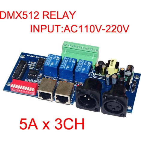 Décodeur LED, relais 3 canaux 110-220 V 5 A3CH WS-DMX-RELAY-3CH-KA-BAN
